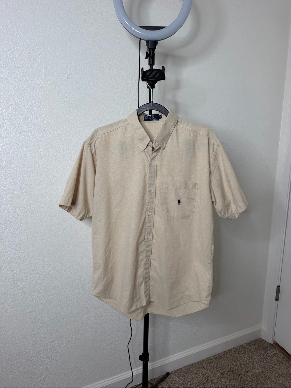 Polo Ralph Lauren Cotton Button Down Shirt Men’s M Beige